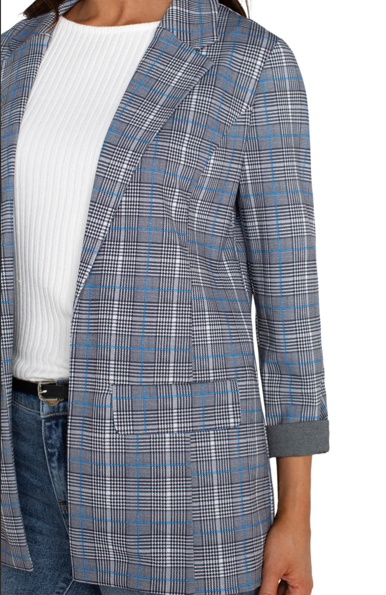 Boyfriend Blazer-Blue Plaid