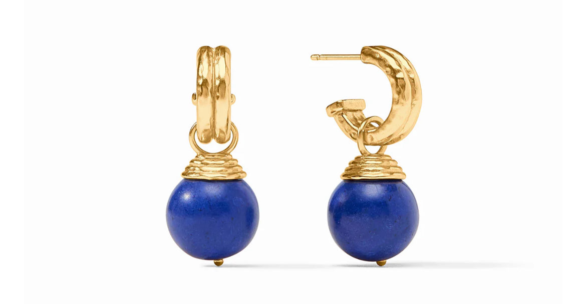 Bonbon Hoop & Charm Earring-Gold/Lapis Blue