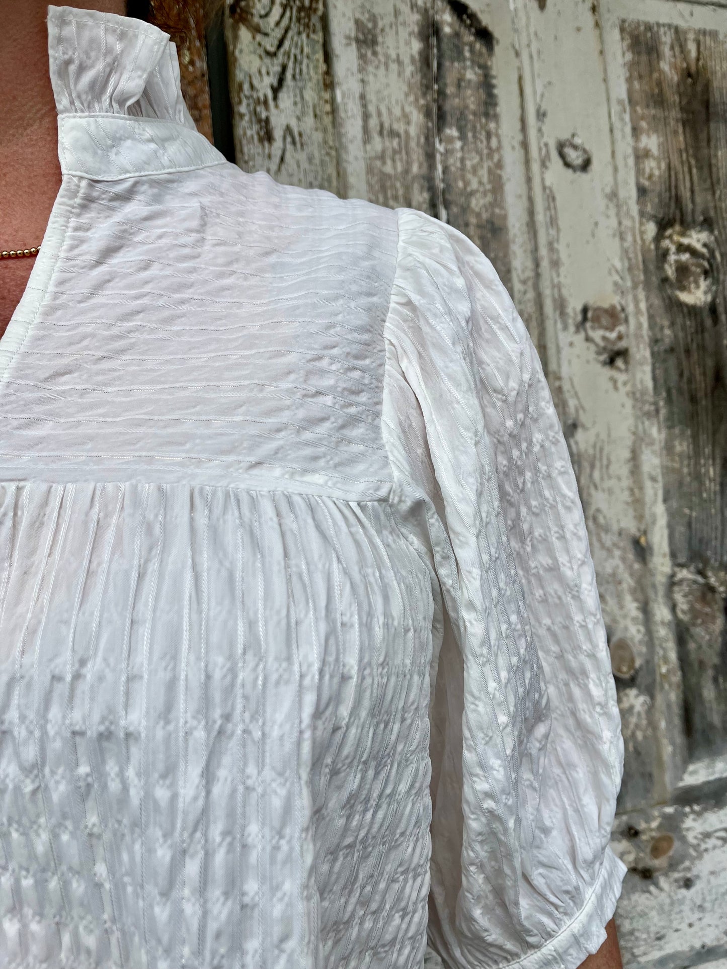 High Neck Top- White