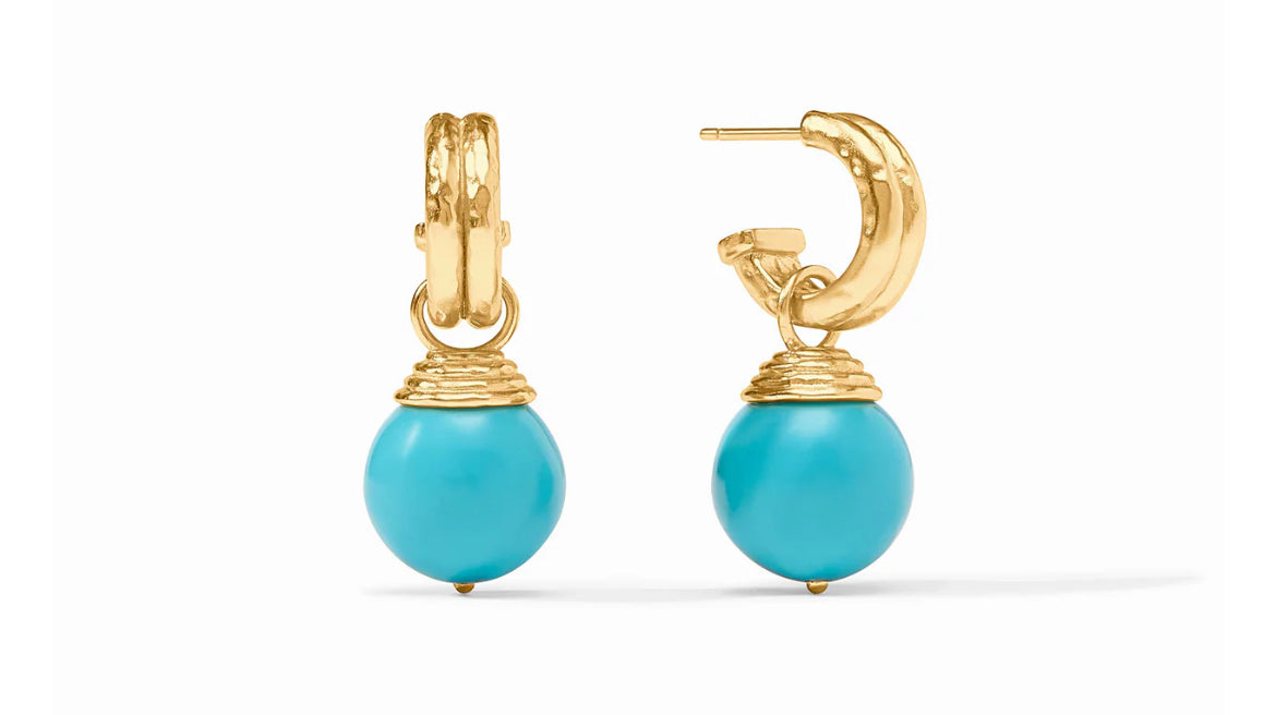 Bonbon Hoop & Charm Earring-Gold/Turquoise