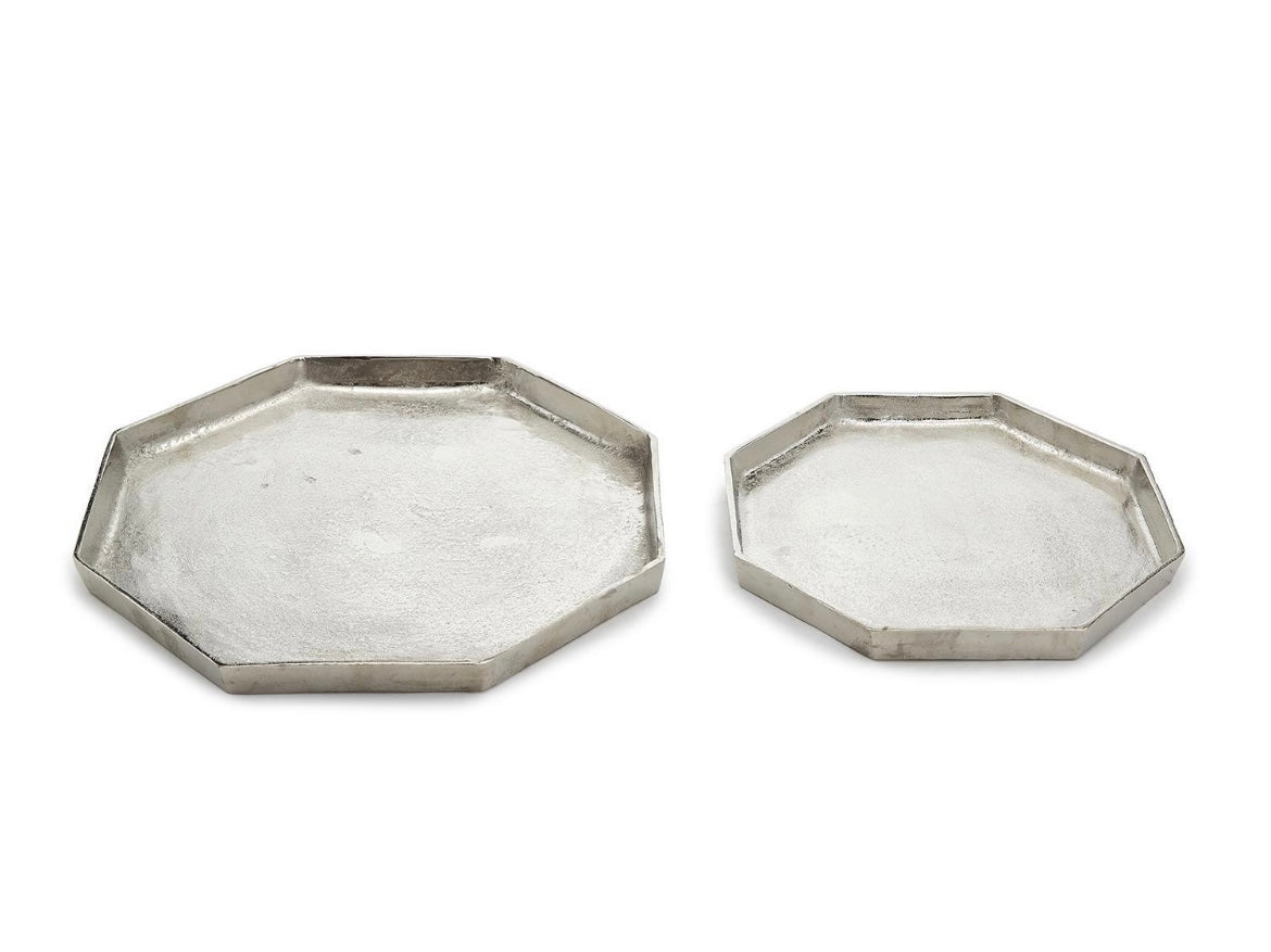 Octagon Silver Tray Set of Two