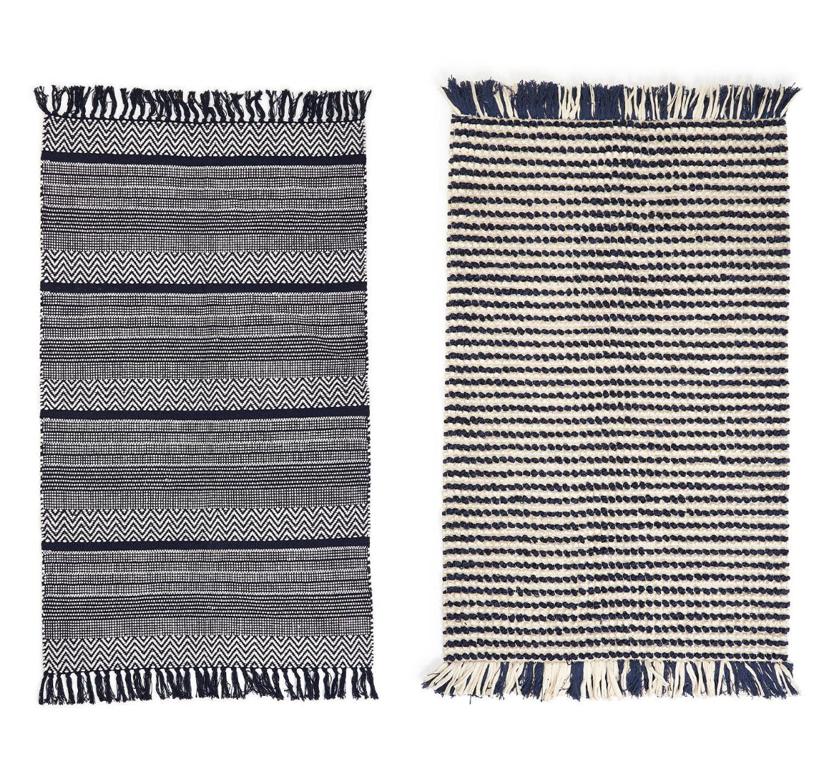 Navy Striped Rug 3’x5’