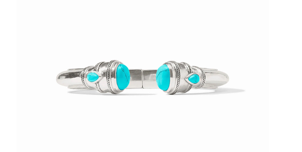 Cannes Demi Cuff-Silver with Turquoise