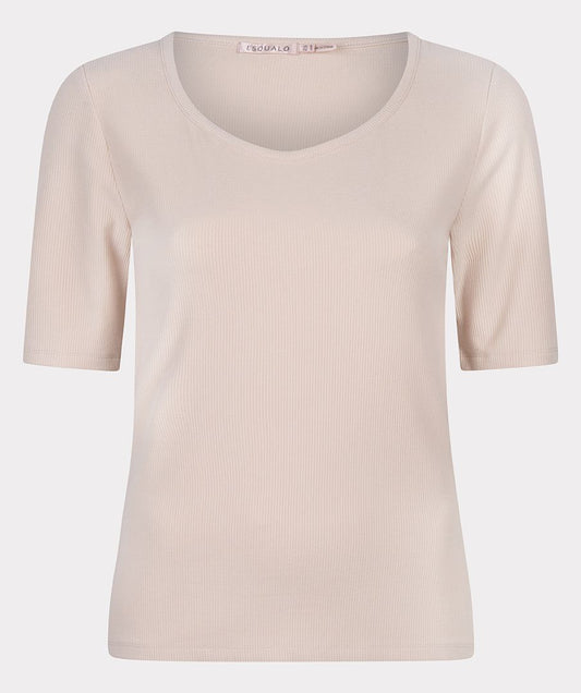 Short Sleeve Rib Top - Sand