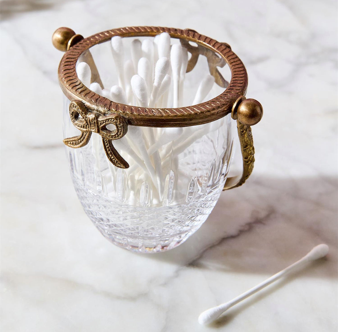 Antique Glass Bucket with Bow
