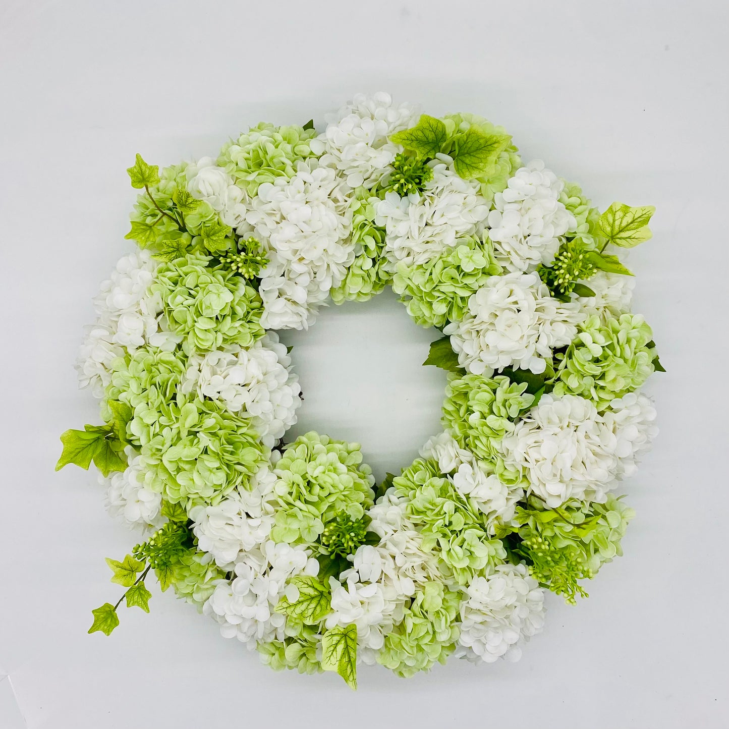 Green & White Real Touch 24” Hydrangea Wreath