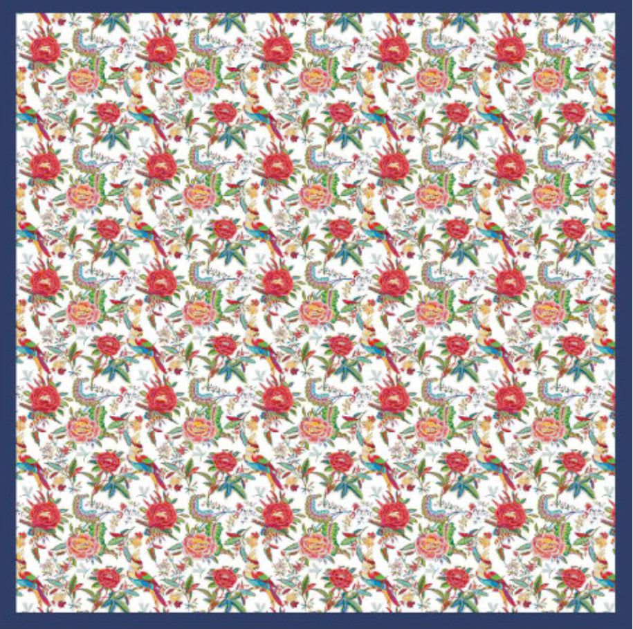 Garden Party White Italian Silk Scarf