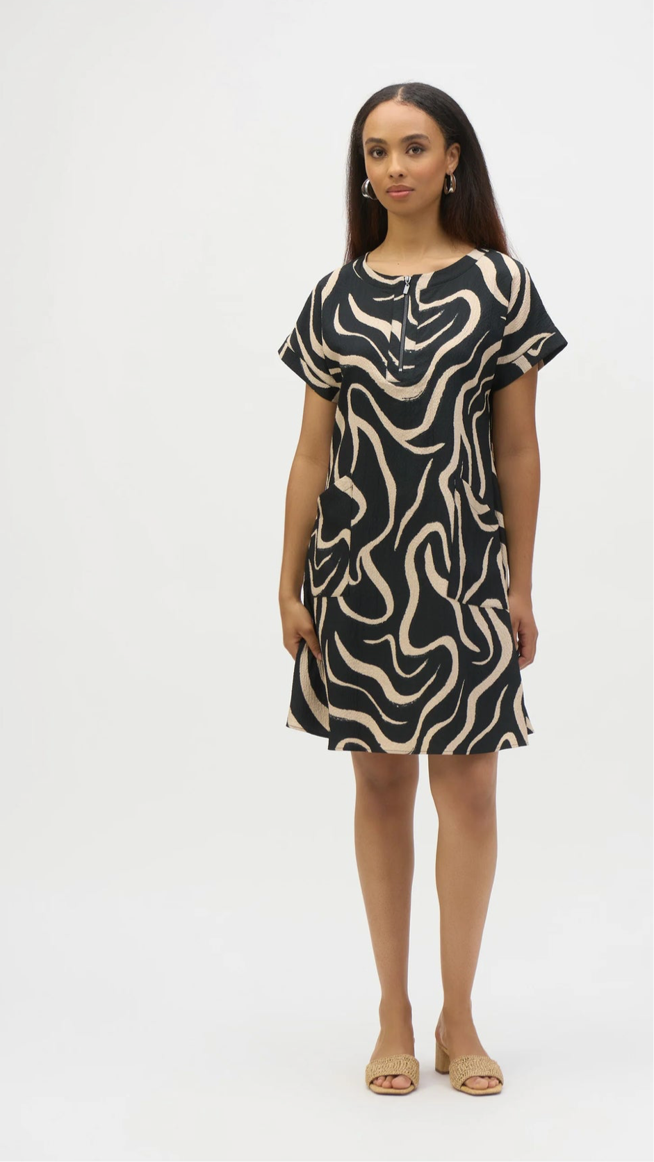 Joseph Ribkoff Parchment/Seersucker A-Line Dress