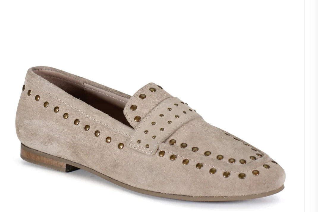 Studded Loafer-Taupe Suede