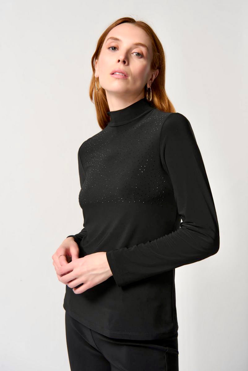 Silky Knit Mock Neck - Black