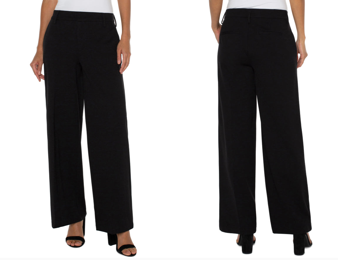 Wide Leg Pull on Trouser-Black
