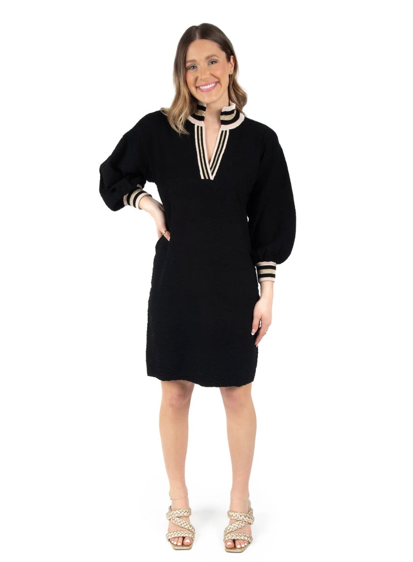 Emily McCarthy Lolli Sweater Dress-Black Novelty Knit