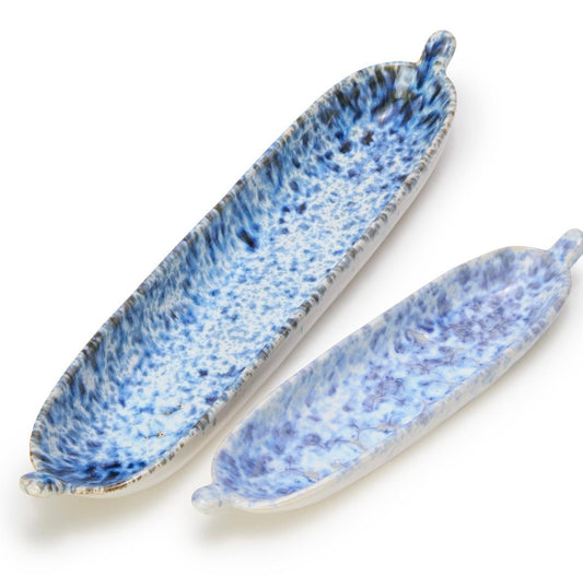 Set of Two Reactive Glaze Tidbit Servers