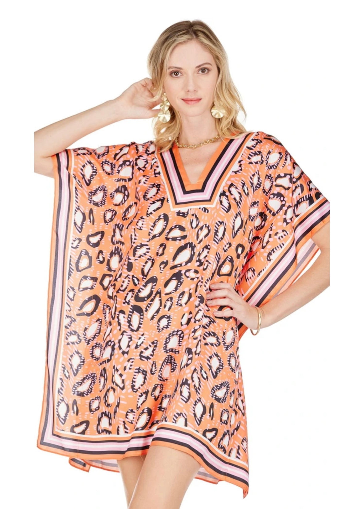 Square Neck Butterfly Dress - Abstract Border