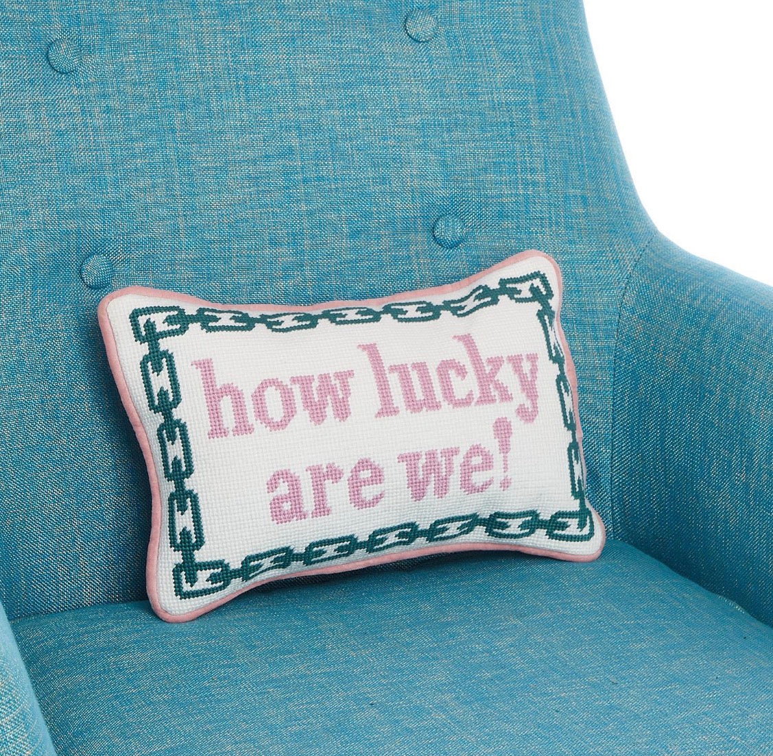 How Lucky Are We Needlepoint Pillow