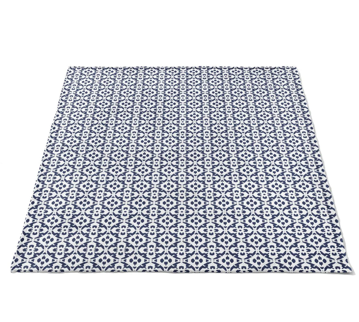 Laura Park Porto Tiles Navy Fleece Blanket