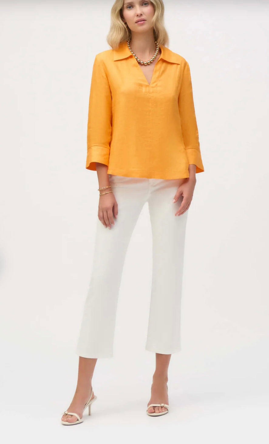 PALM SPRINGS LINEN BOXY TOP WITH SHIRT COLLAR