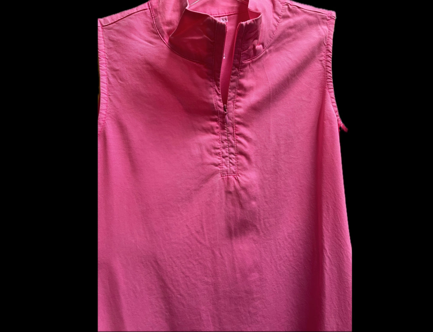 Zip Front Sleeveless Tencel Dress-Pink