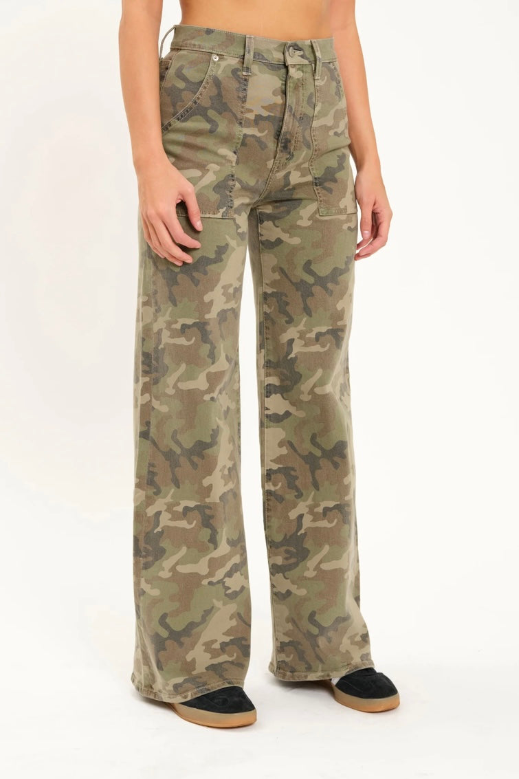 Daze Denim Far Out Hideaway High Rise Wide Leg Jean-Camouflage