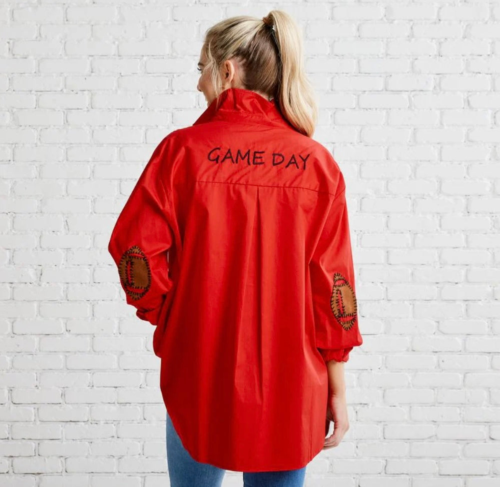 Caryn Lawn Preppy Game Day Top-Red