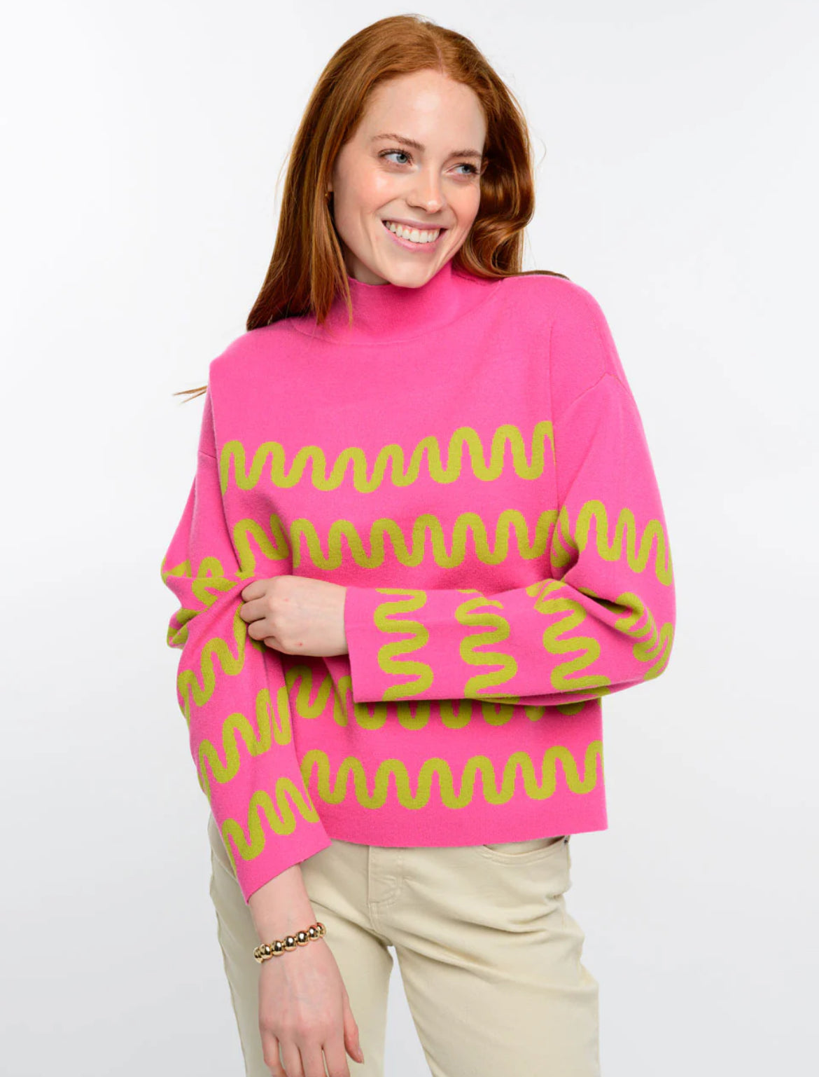 Squiggle Sweater-Hot Pink
