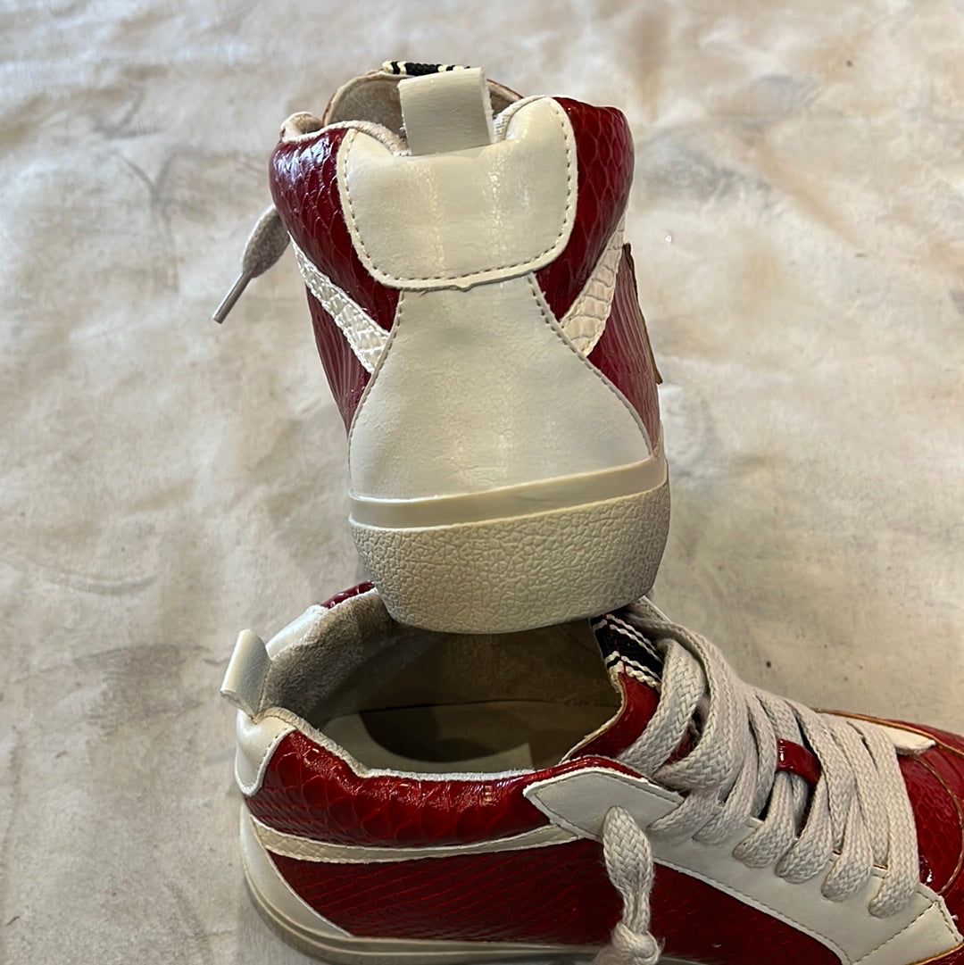 Riley Sneaker - Dark Red Snake