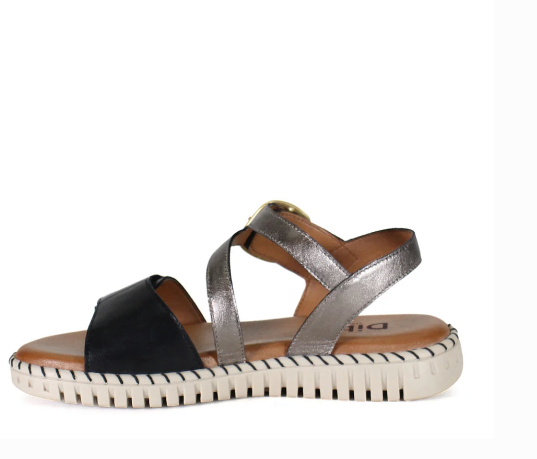 Chaufer Sandal-Black/Silver