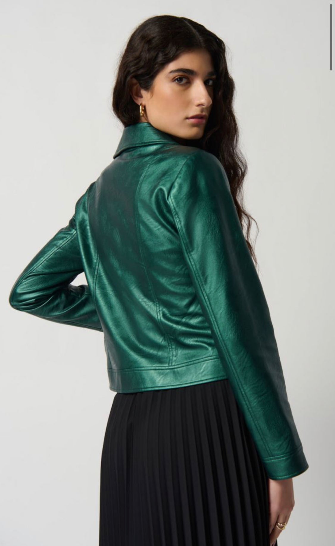 Metallic Biker Jacket - Emerald