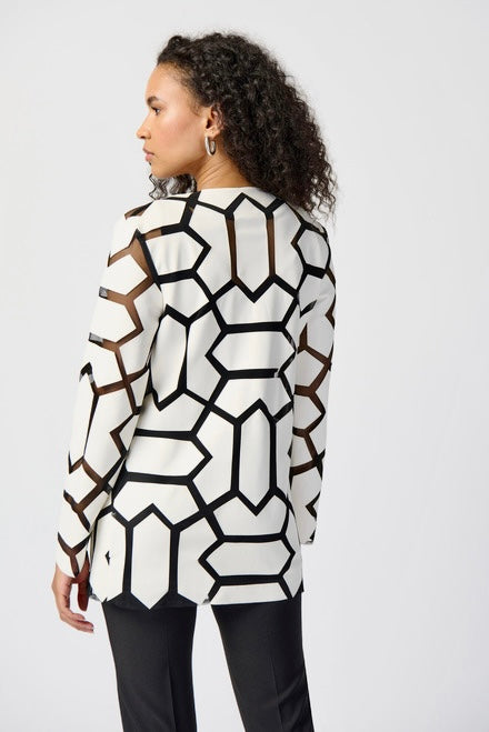 Laser-Cut Leatherette on Mesh Jacket - Vanilla/Black