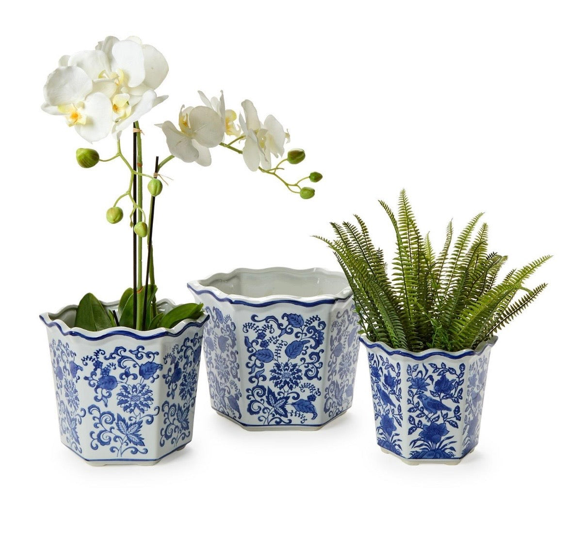 Blue and White Hand Painted Planters