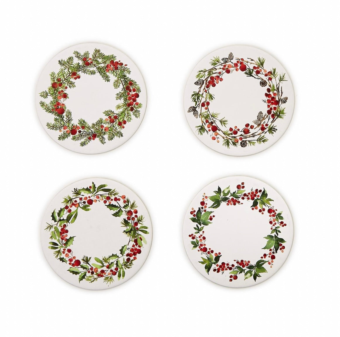 Twos Company Spruce & Berries Paper Coasters