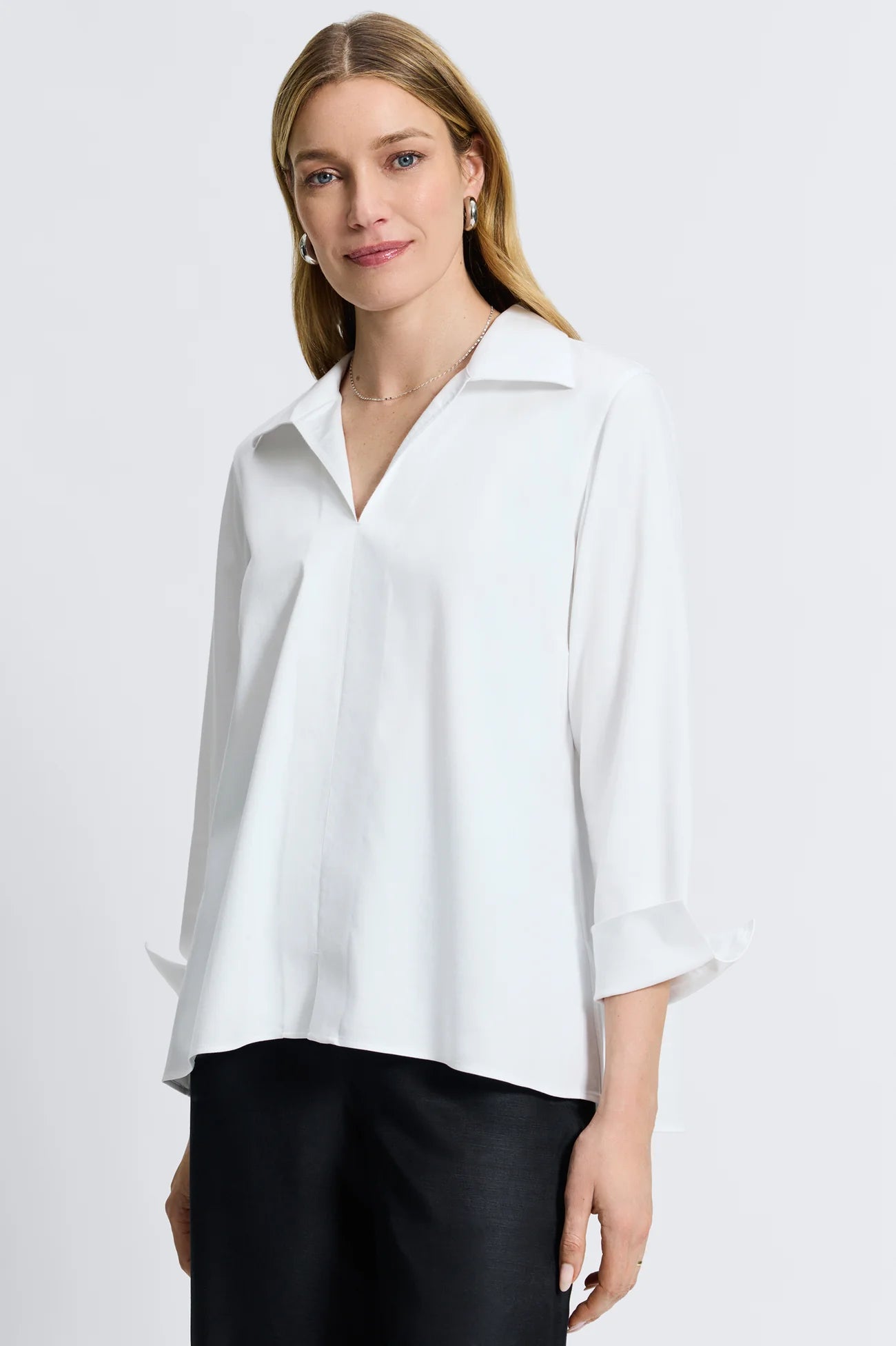 Agnes No-Iron Popover Top-White