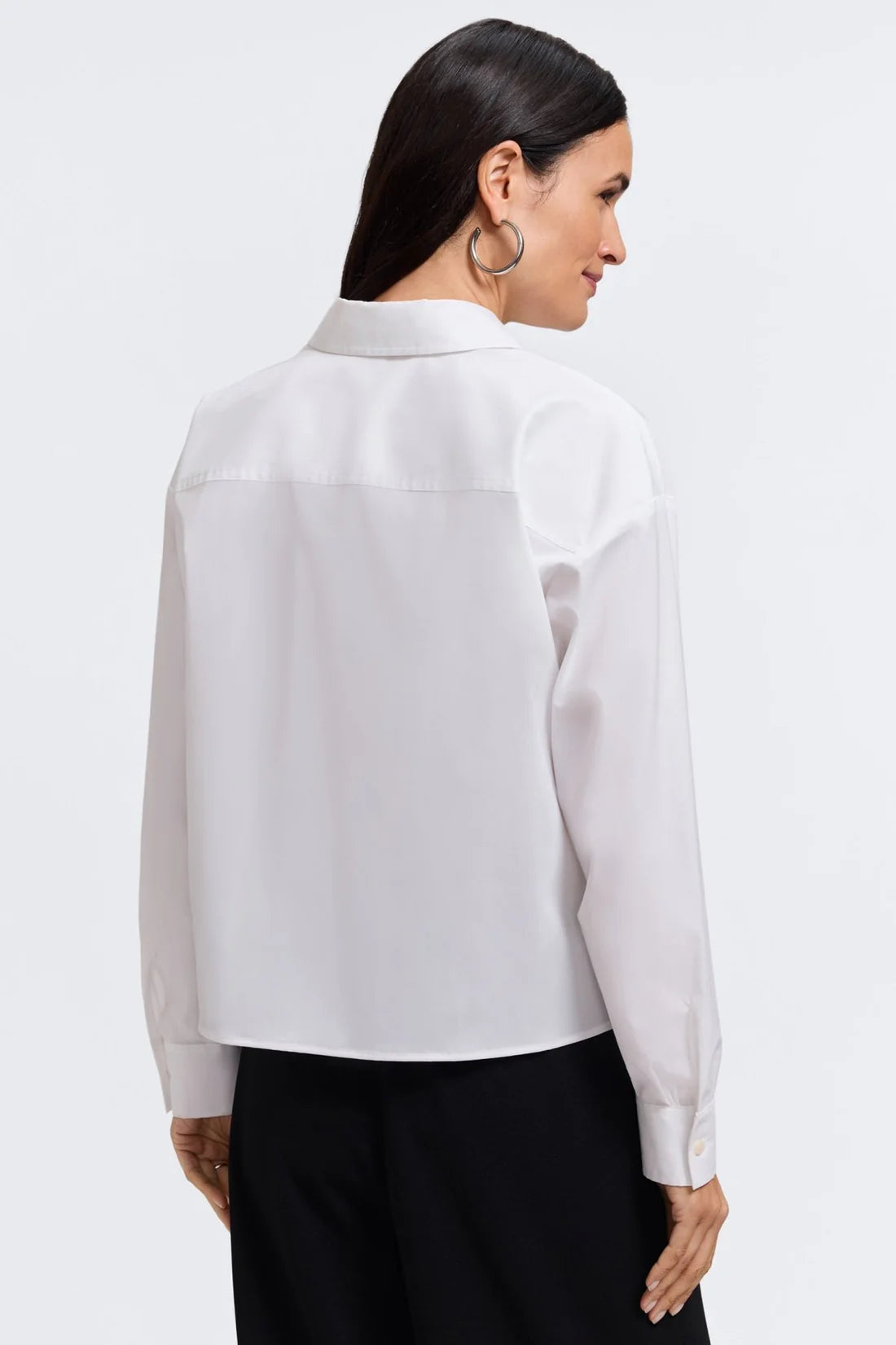 Marina Pearl & Rhinestone Appliqué Long Sleeve Short Shirt