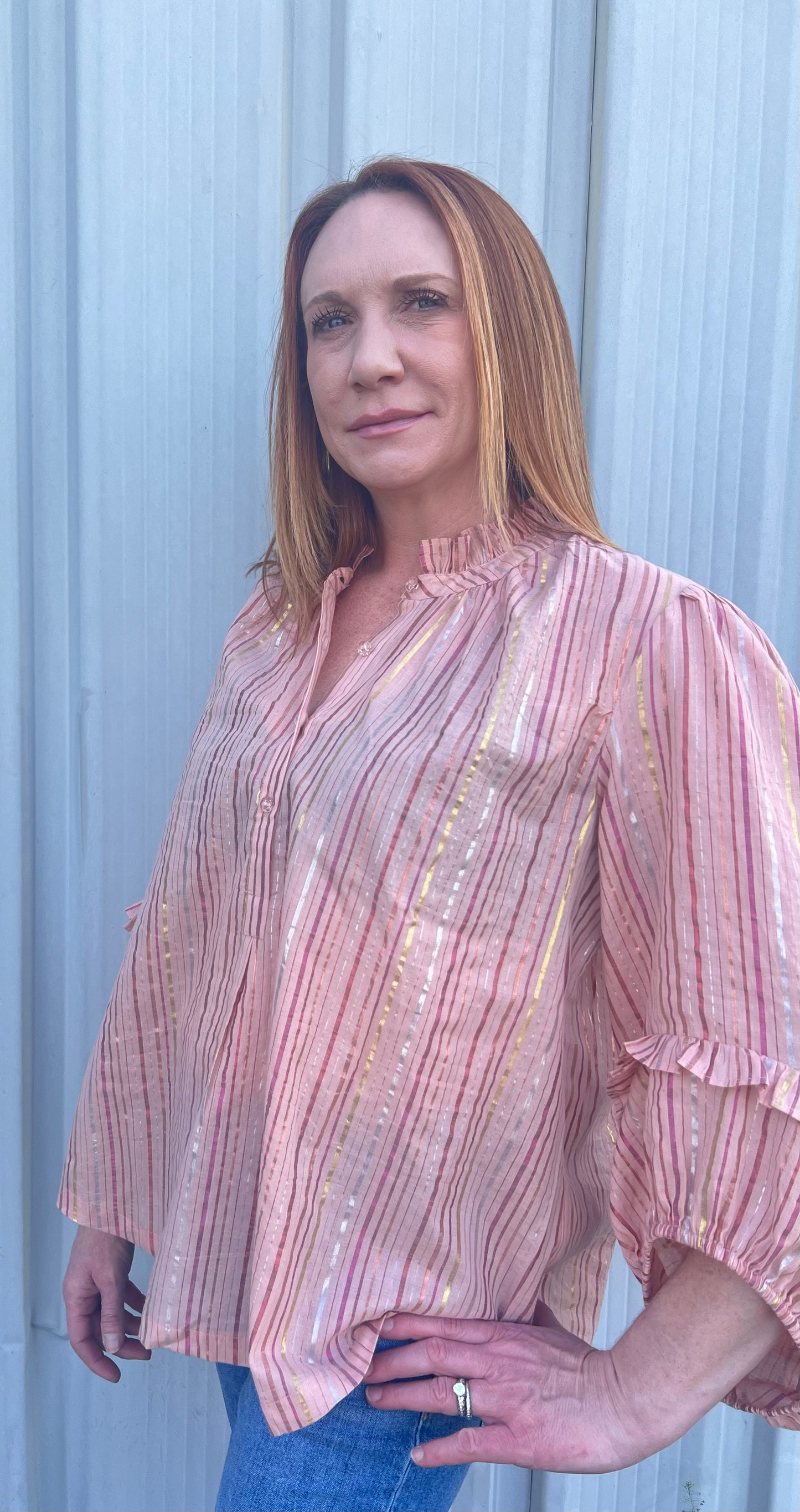 Metallic Stripe Top