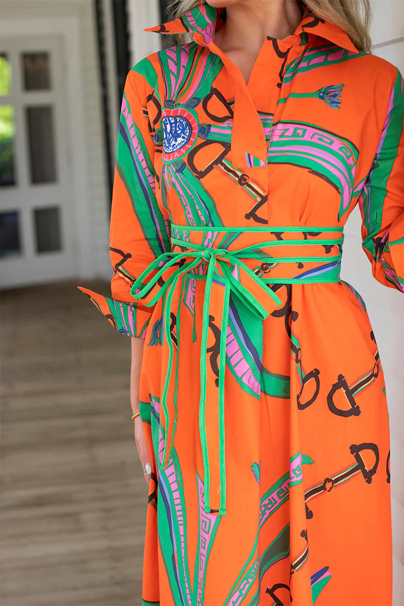 Long Shirt Dress-Estate Orange