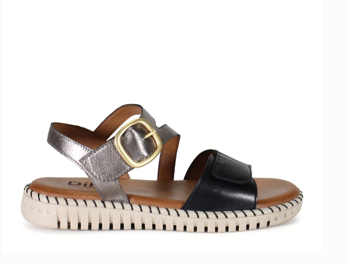 Chaufer Sandal-Black/Silver