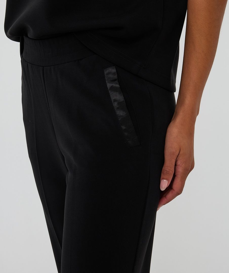 Modal Wide Leg Trouser-Black