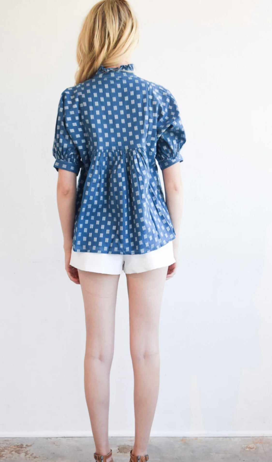 High Neck Top - 9 Dot Prussian
