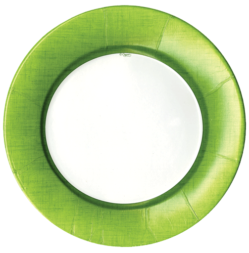 Linen Border Paper Dinner Plates in Moss Green