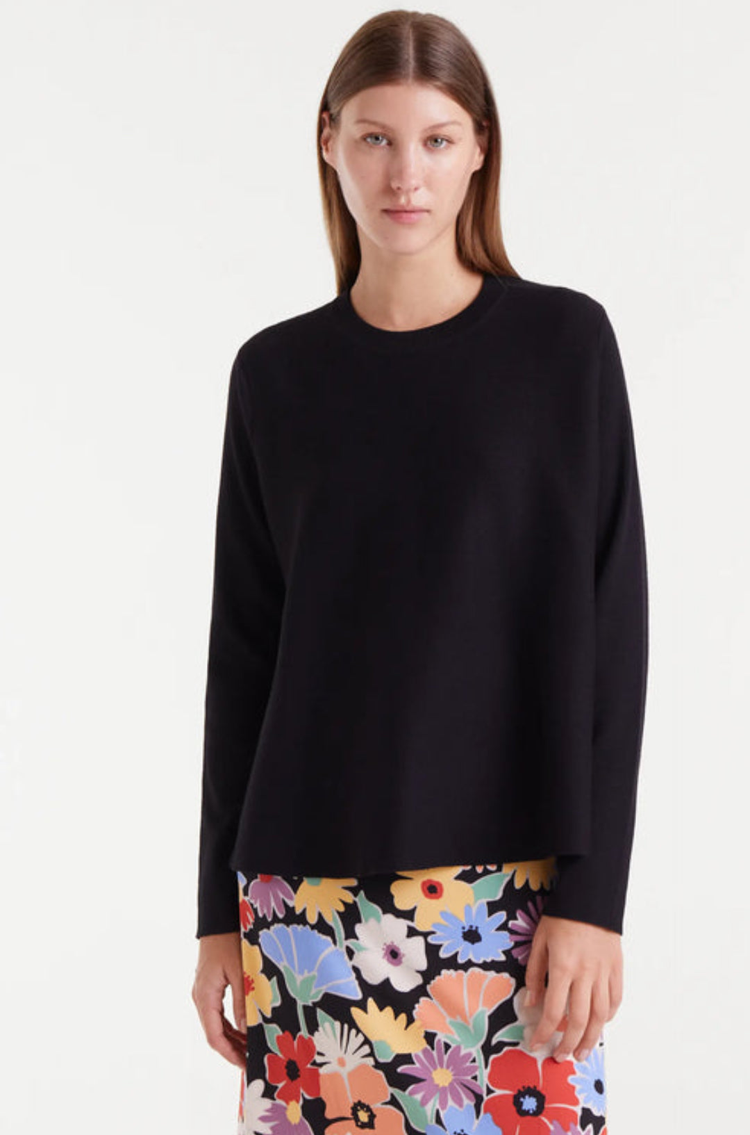 Jersey Crew Sweater-Black