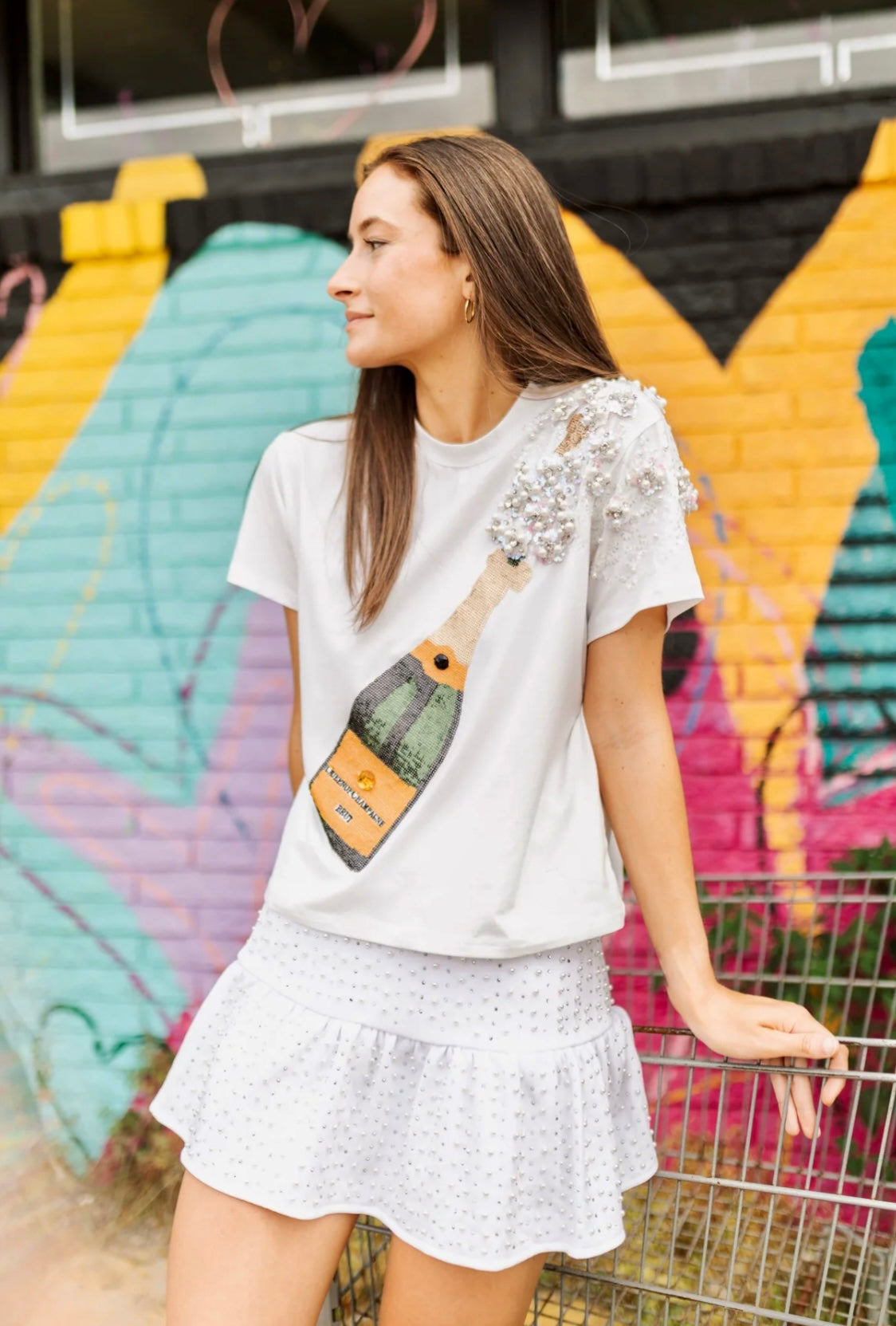 Popping Champagne Tee - White