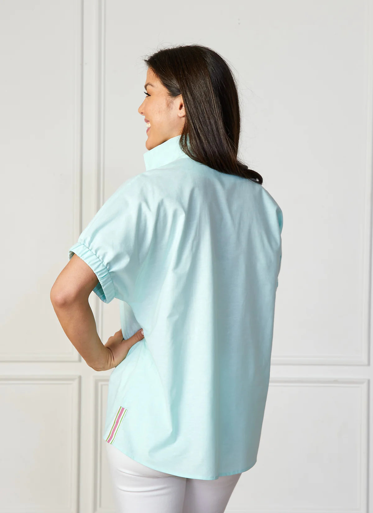 Collared Betsy Top - Aqua
