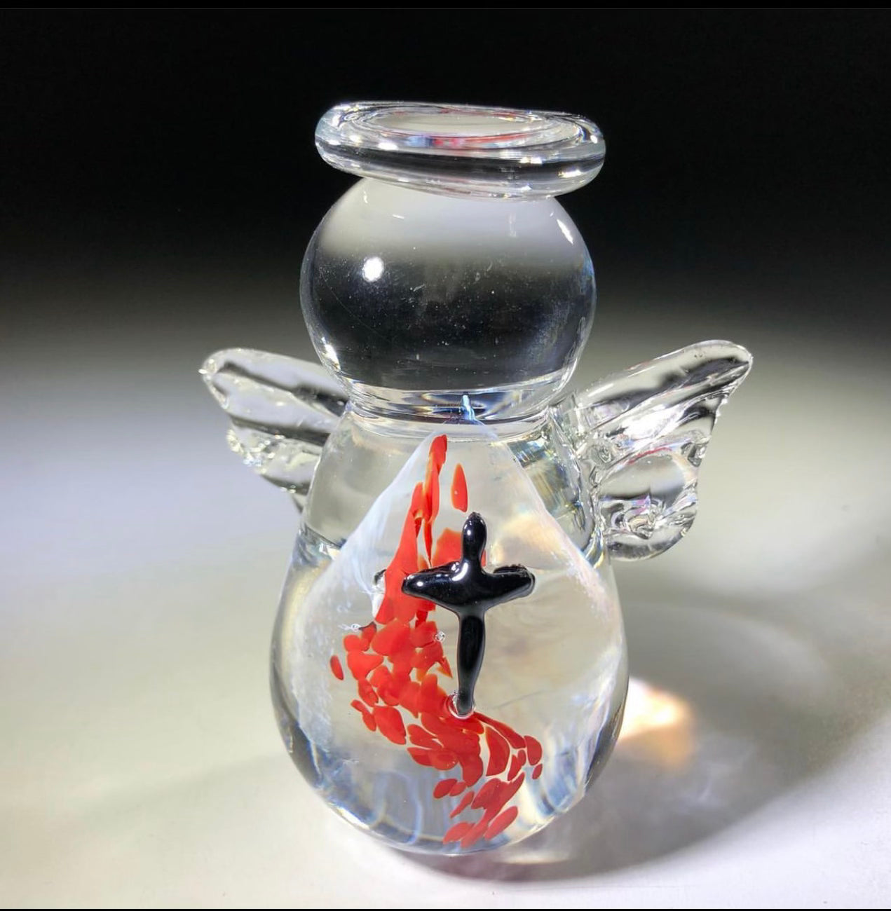 Hand blown United Methodist Angel by Arkansas Blown Glass Artist James Hayes