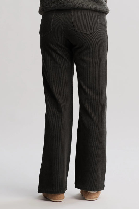 Stretch Cord Wide Leg-Carbon