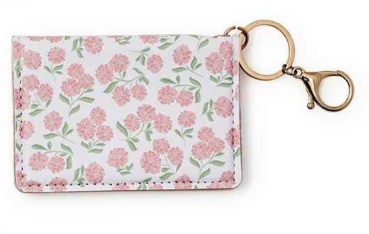 Hydrangea Print ID Wallet Assorted 3 Designs - Vegan Leather/PVC/Metal