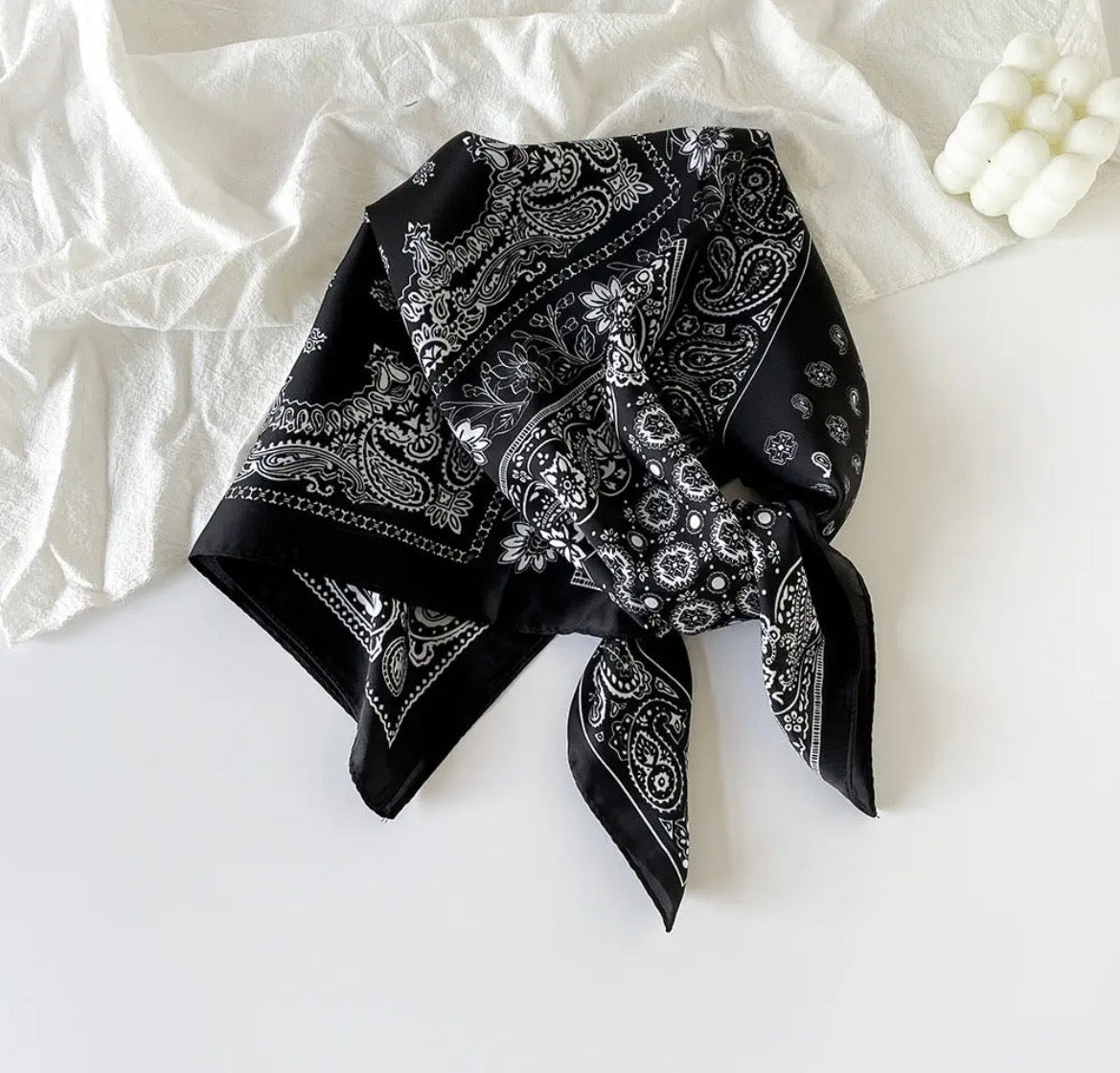 Vintage Paisley Pattern Square Satin Scarf