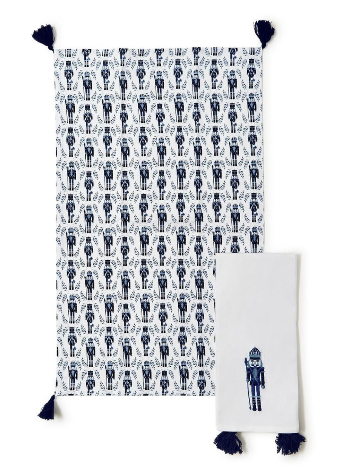 Blue Nutcracker Kitchen Dish Towels-Set of 2