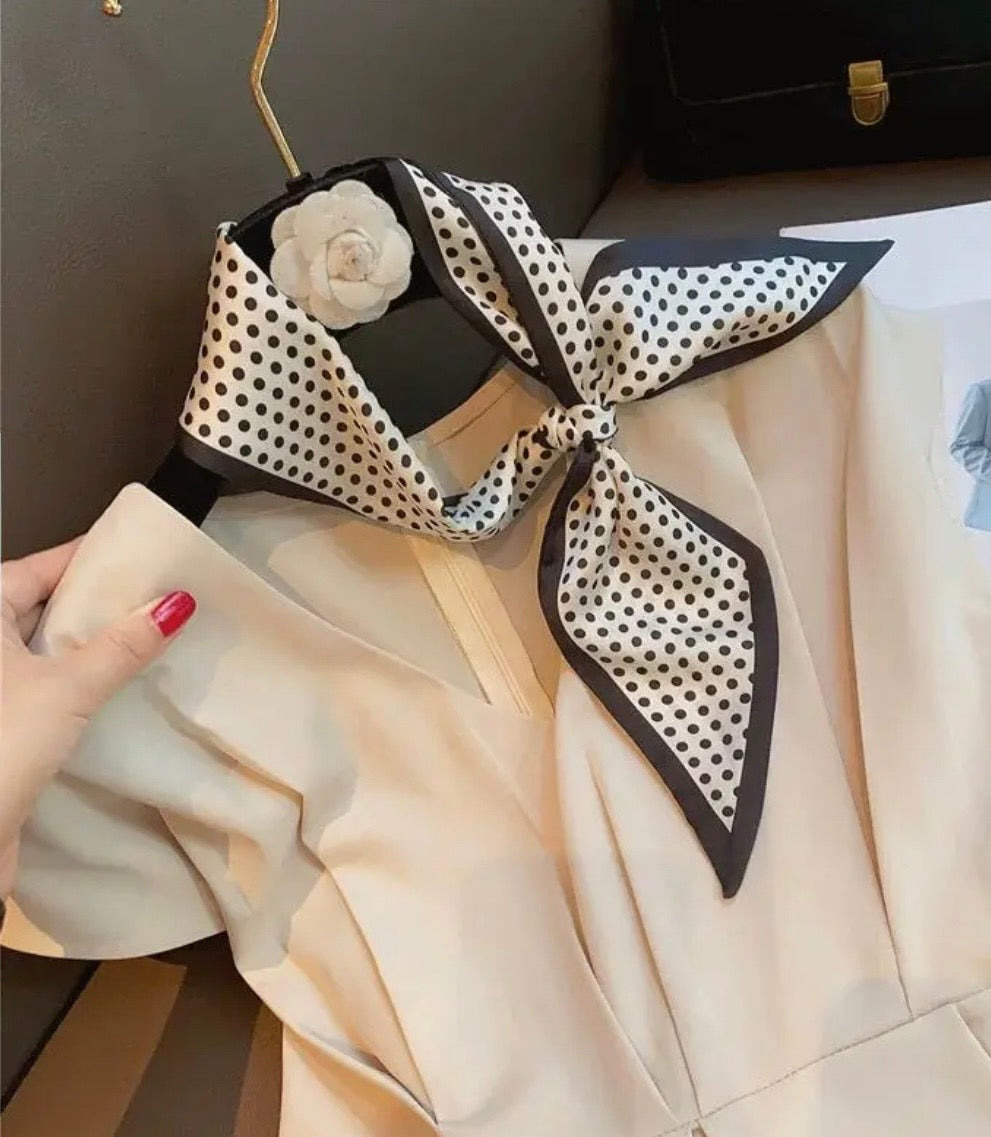 Vintage Houndstooth Long Satin Scarf