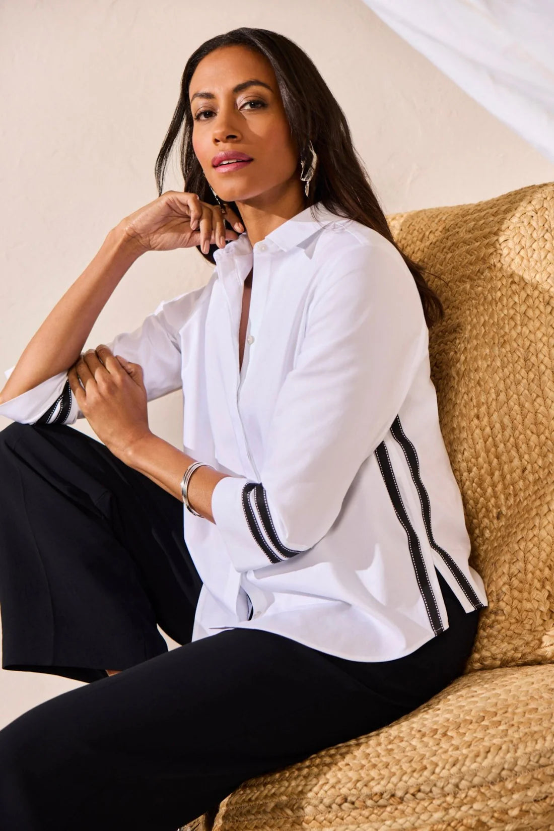 Brooke 3/4 Sleeve Shirt-White