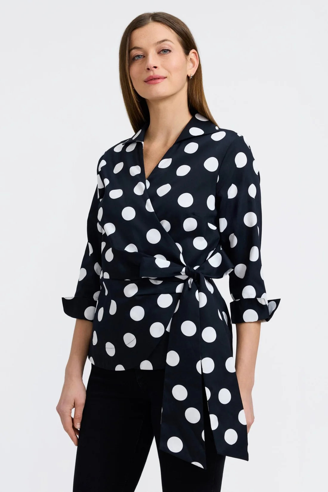Salina Wrap Top-Polka Dot
